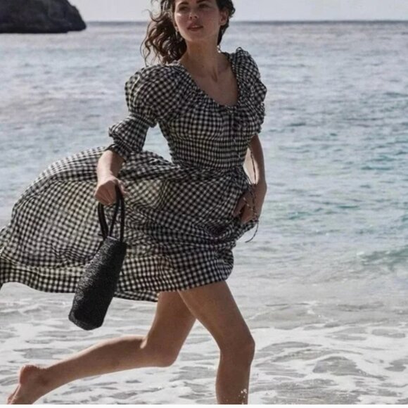NWT Doen Ischia Classic Gingham Maxi Dress Sz L - Picture 3 of 8
